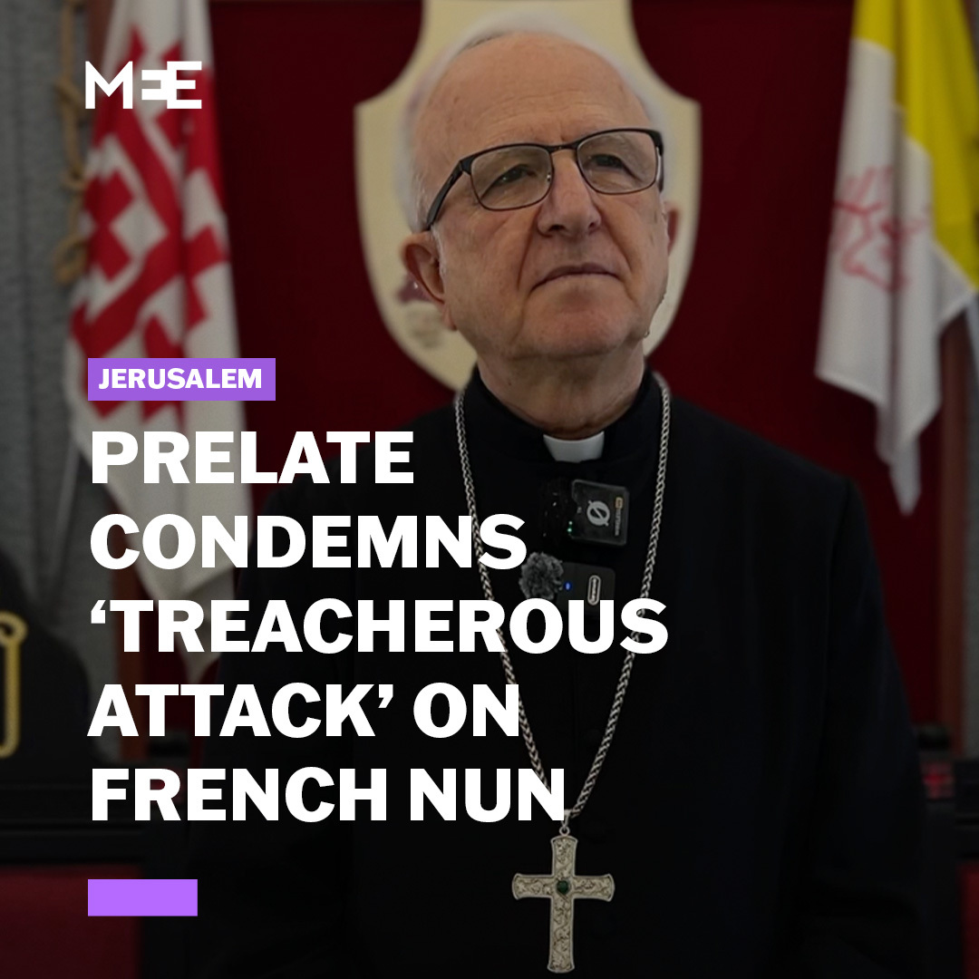 “It wasn't enough for him to just knock her to the ground and hurt her; it was as if he wanted to finish her off, to kill her.” In an interview with MEE, Bishop William Shomali condemned a “treacherous attack” by a Jewish Israeli man against a nun in the old city of Jerusalem.