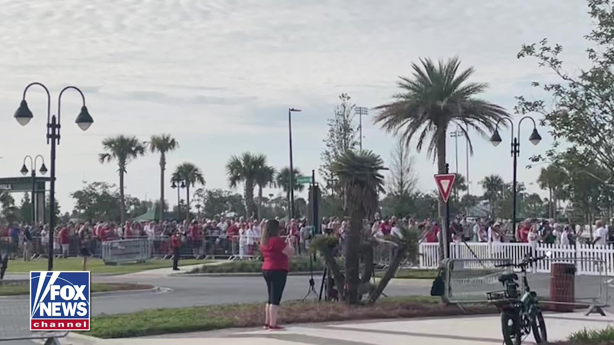 NEW VIDEO: A massive crowd lines up hours early for President Trump’s event in Florida, with supporters singing ‘The Star-Spangled Banner’ ahead of his remarks on economic issues at The Villages.