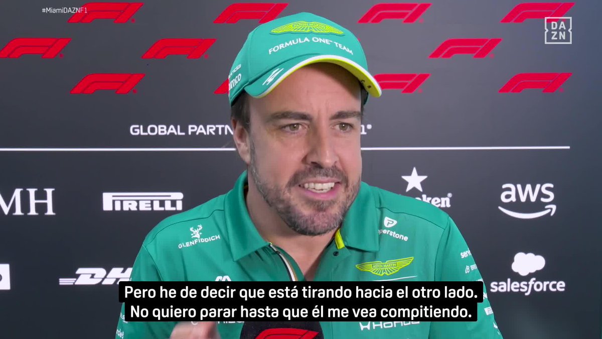 👶 Fernando Alonso: "No me gustaría retirarme hasta que Leonard pueda estar en el paddock, subirse en el coche y esas cosas" "He estado pensando en, si corro un par de años más, si será consciente de lo que está pasando en el paddock". #F1 #MiamiGP 🇺🇸