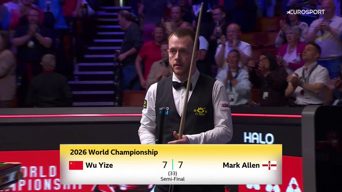 1 HORA. 40 MINUTOS. 8 SEGUNDOS. 🤯 🎱 Hemos visto historia del snooker: el 7-7 entre Wu Yize y Mark Allen llega siendo el 'frame' más largo de toda la historia del Crucible Lo hemos vivido en Eurosport y HBO Max España 🌟. #WorldChampionship