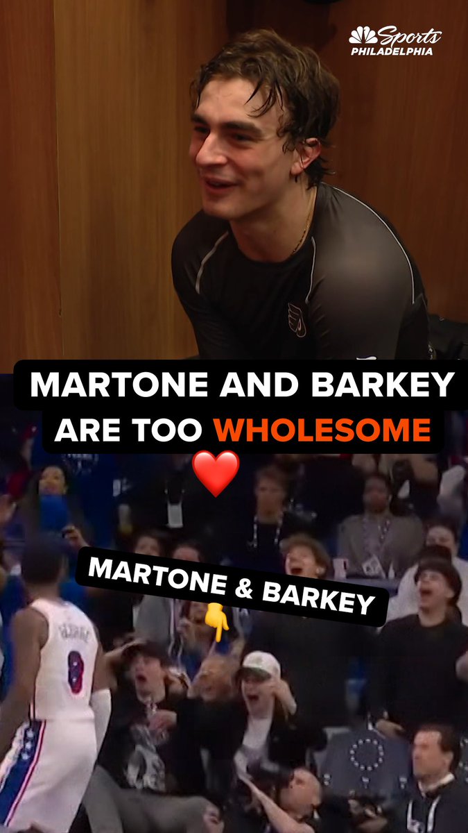 Porter Martone had no idea the cameras caught him and Barkey getting hype at the Sixers playoff game. 🤣