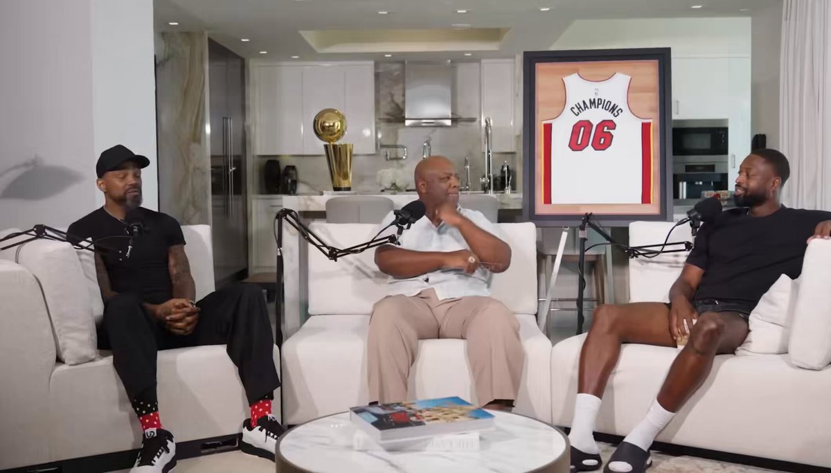 Dwyane Wade on his “I ain't going out like this” moment in Game 3 of the 2006 NBA Finals and winning Finals MVP in his 3rd year: “We need some points going — can nobody guard me in my mind…now I’ve figured it out…I’m talking to myself — I ain’t going out like this — not me, it ain’t got nothing to do with the team…I wasn’t talking to nobody, I was talking to myself…I remember us last year, we were crying in the locker room…I see just the rim, I blackout out…I did not understand what I really accomplished until we were standing up on that podium and we were all giddy and happy that we won, when they got to the Finals MVP trophy, I was in the back, I wasn’t thinking about It. When Shaq grabbed the trophy and handed it to me I was like ‘oh sh*t. You a bad boy.’ (via Miami Heat YT)