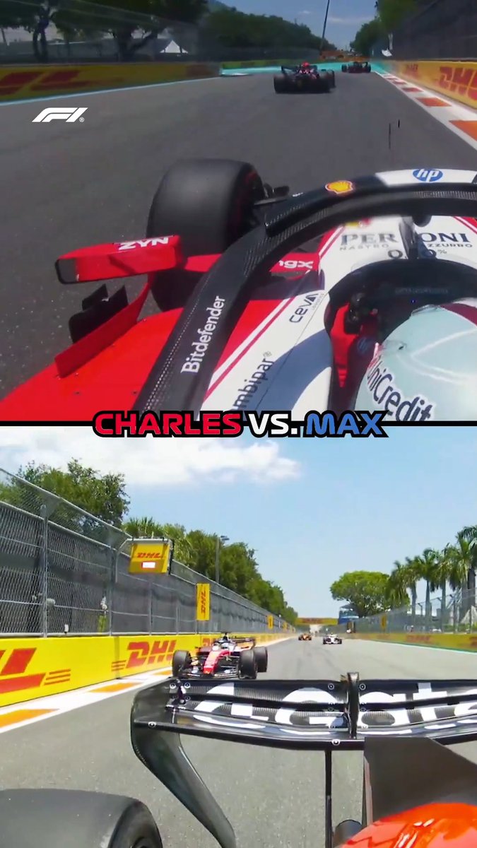 They both understood the assignment! 😮‍💨 Leclerc and Verstappen battled it out for a few corners in the closing stages of FP1 ⚔️ #F1 #MiamiGP