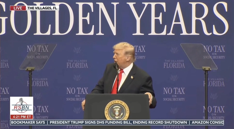 Trump, yelling: Tell them to turn up the microphone! Will you please? Turn up the mic! You know, I hate it. You pay these guys a lot of money, and then you get up and the mic isn't on properly. I don't believe in paying people to do a bad job. And I'm screaming my ass off because the f— mic is no good. Turn the mic up, pleaseeee!