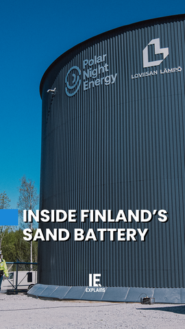 Finland's Polar Night Energy just proved that you can store renewable energy in sand — and heat a whole town with it. The world's largest sand battery, located in Pornainen, survived one of Finland's worst winters, delivering 100% oil reduction and cutting emissions by 70%. Here's how it works. #SandBattery #PolarNightEnergy #EnergyStorage #CleanEnergy #Finland #RenewableEnergy #ThermalStorage #GreenTech #FutureOfEnergy #Engineering