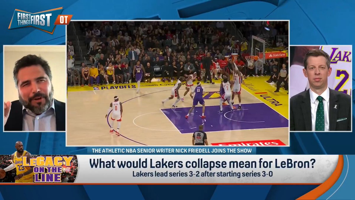 “If this Lakers team blows a 3-0 lead to this Rockets team and you don’t even have Durant on the floor, good luck to LeBron scrubbing this one out because this will be a stain on a lot of what he has done.” Nick Friedell explains: