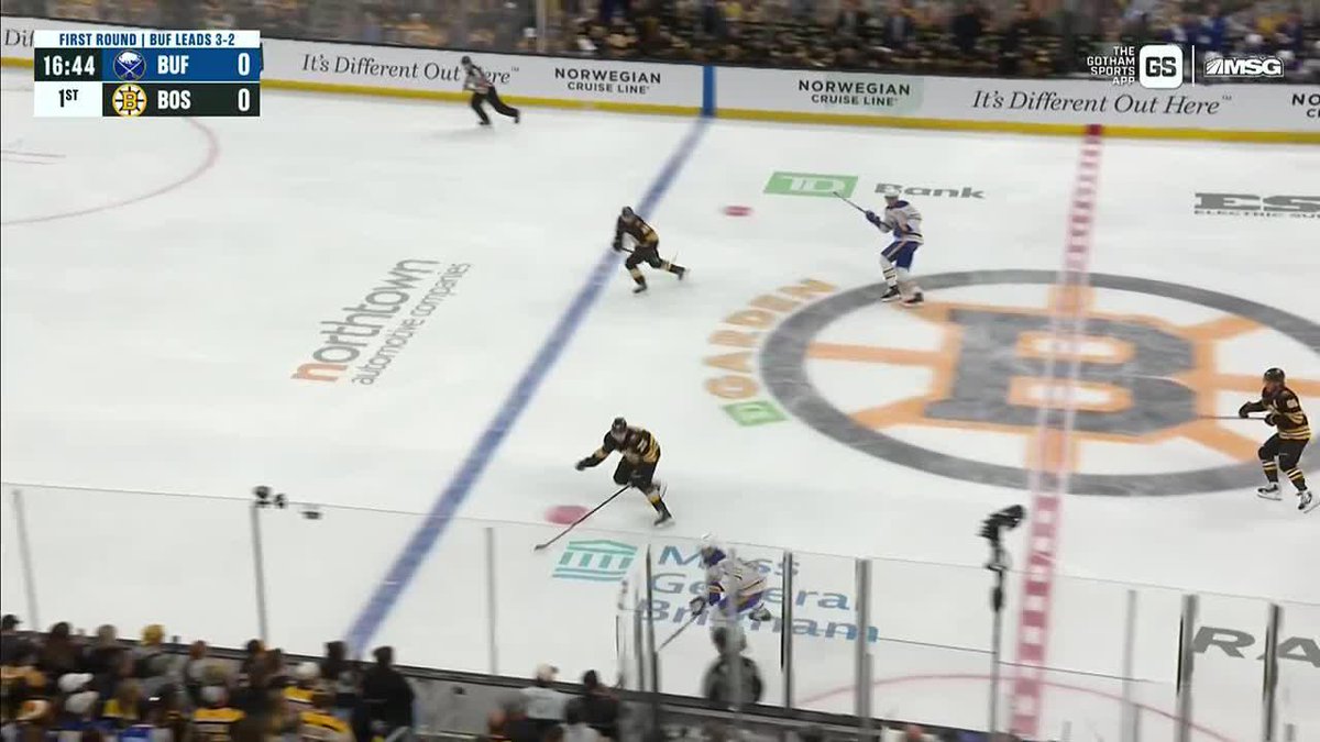 A pretty pass from Rasmus Dahlin lands with Alex Tuch and it's 1-0 🔥