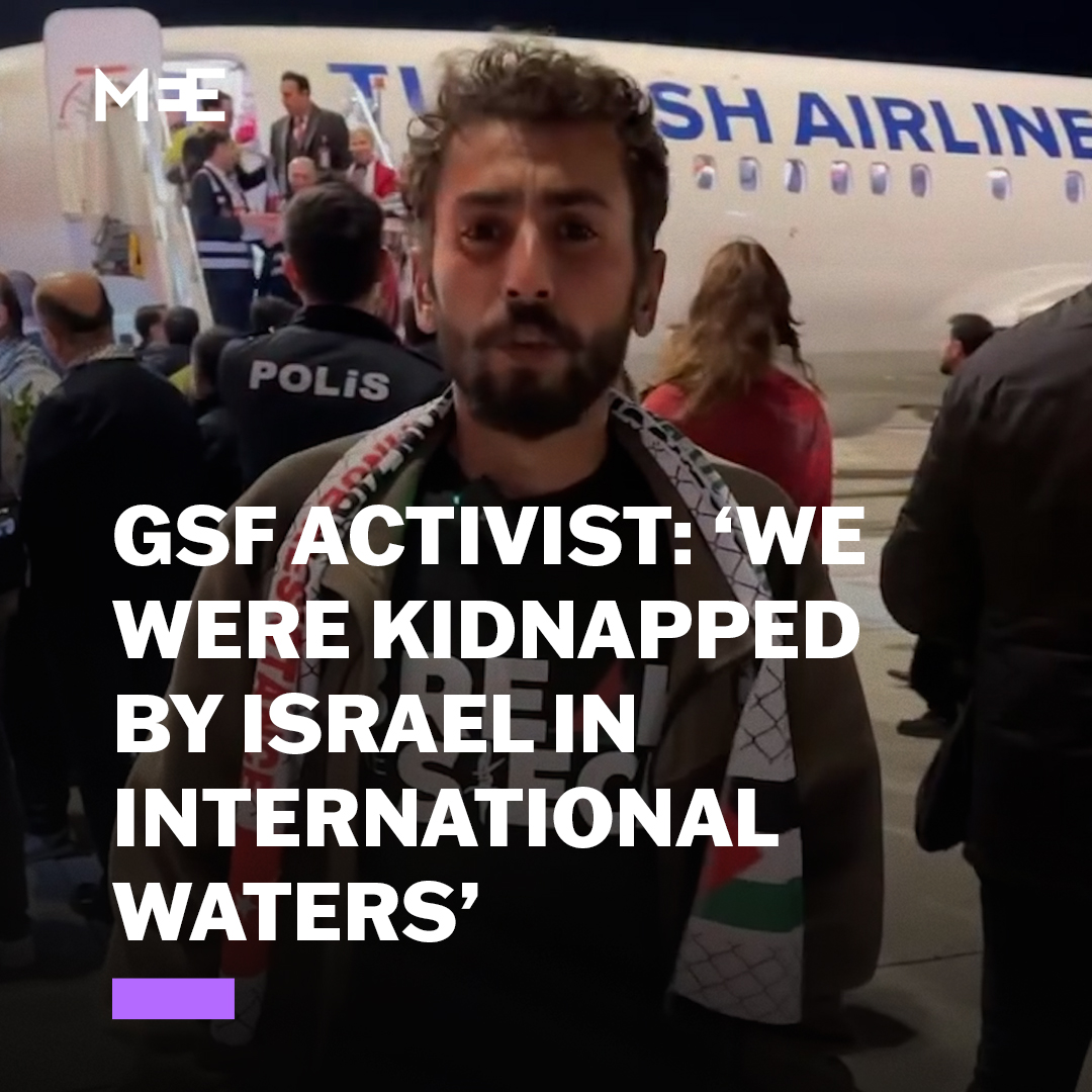 “We were kidnapped by Israel in international waters, right in the heart of democracy and human rights.” Turkish activist Suayb Ordu says Israeli forces “kidnapped” Global Sumud Flotilla activists in international waters, calling it an “outright piracy”