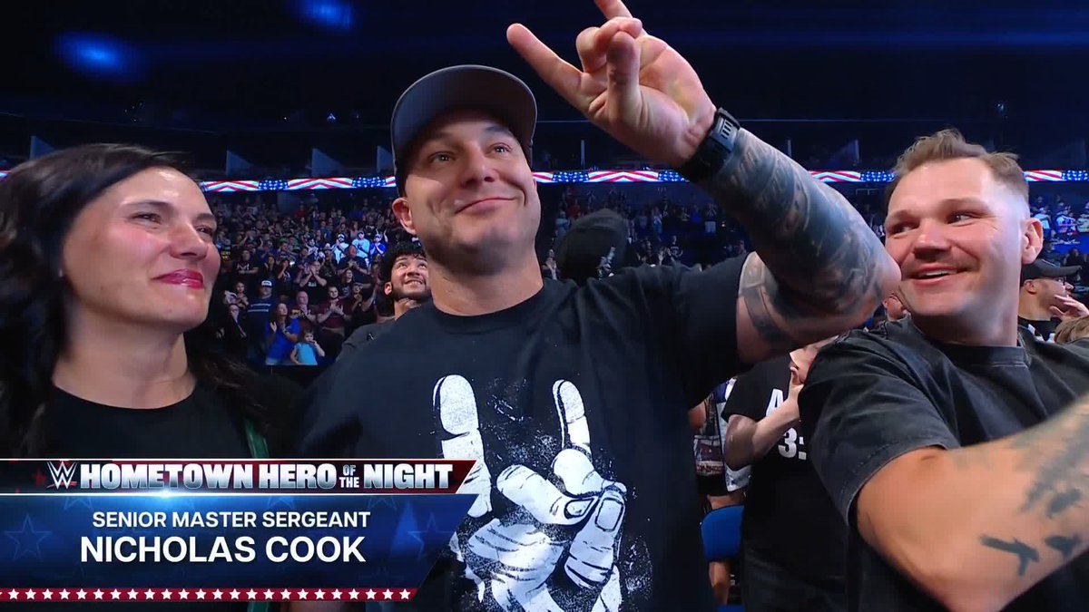 Thank you for your service, Senior Master Sergeant Nicholas Cook! 👏 #WWEHometownHero