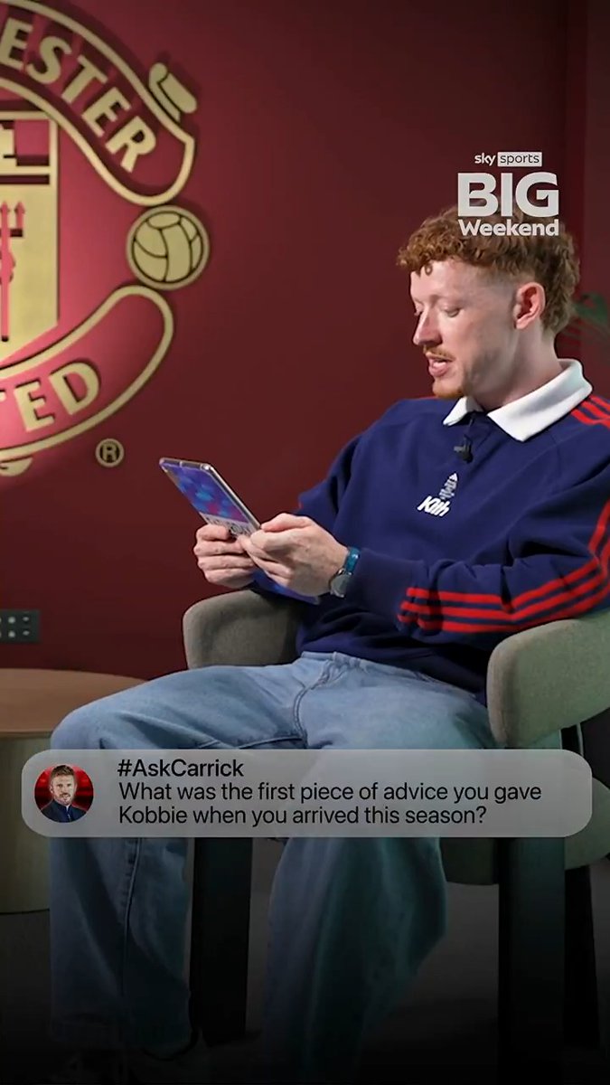 "I've let Kobbie play his football, we trust him immensely" 💪 Michael Carrick on what advice he's given to midfielder Kobbie Mainoo 🔴