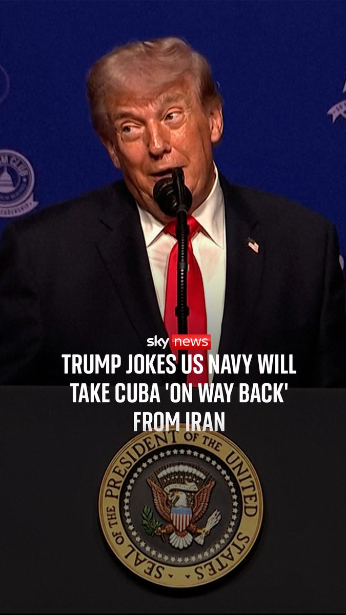 President Trump joked that the USS Abraham Lincoln aircraft carrier will stop about 100 yards offshore Cuba, and force its surrender. 'Cuba’s got problems,' Trump said in his speech in West Palm Beach, Florida. 🔗