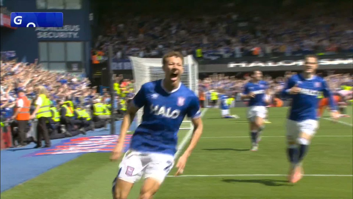 Kasey McAteer gets the promotion party started for Ipswich Town! ๐