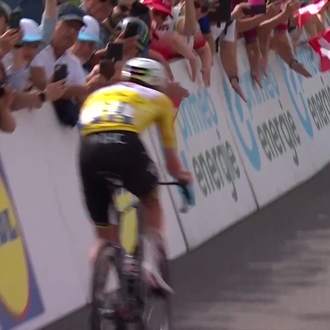 THE PERFECT HAT-TRICK 🫡☘️ Tadej Pogacar seals his third stage in at the Tour de Romandie, this time winning solo after dominating the final climb!