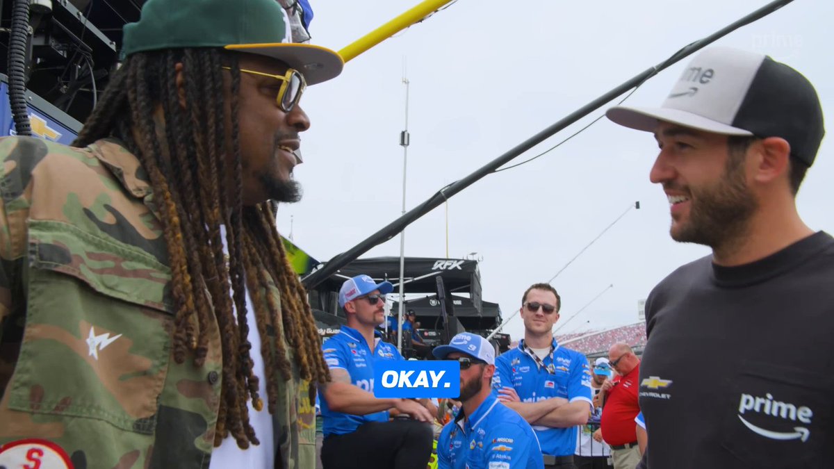 .Marshawn Lynch just pulled up to the #9 Team Hendrick pit stall 👀 Marshawn Lynch x Chase Elliott at Talladega gets us hyped! NASCAR returns to Prime Video on May 24.