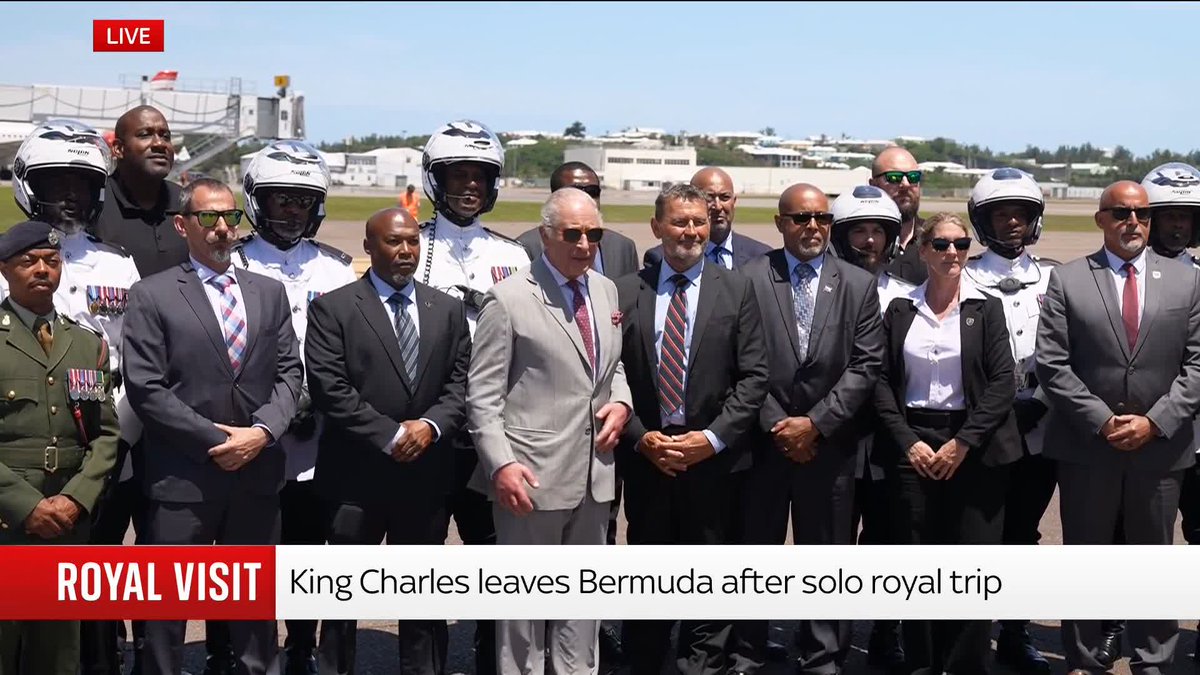 King Charles leaves Bermuda after a solo royal trip, following his U.S. state visit 📺 Sky 501, Virgin 602, Freeview 233, and YouTube
