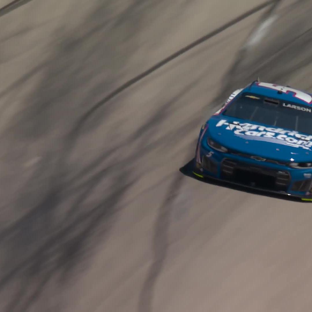 Trouble in Turn 2! Bubba Wallace goes around and gets into the wall.