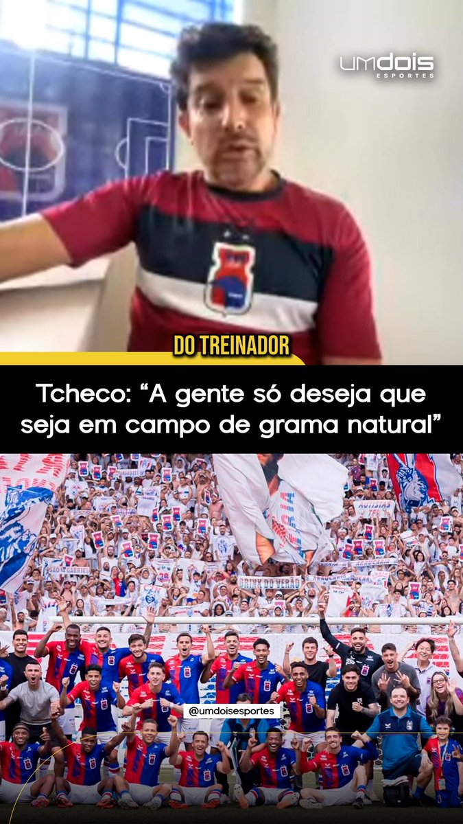"A única coisa que eu pedi pra diretoria do clube, é que o primeiro jogo do mata-mata e o segundo, que sejam campos de gramado natural. Porque é nosso habitat, é onde a gente treina mais, é onde que a gente fica mais à vontade" 🎙️ Tcheco, em entrevista ao UmDois Esportes