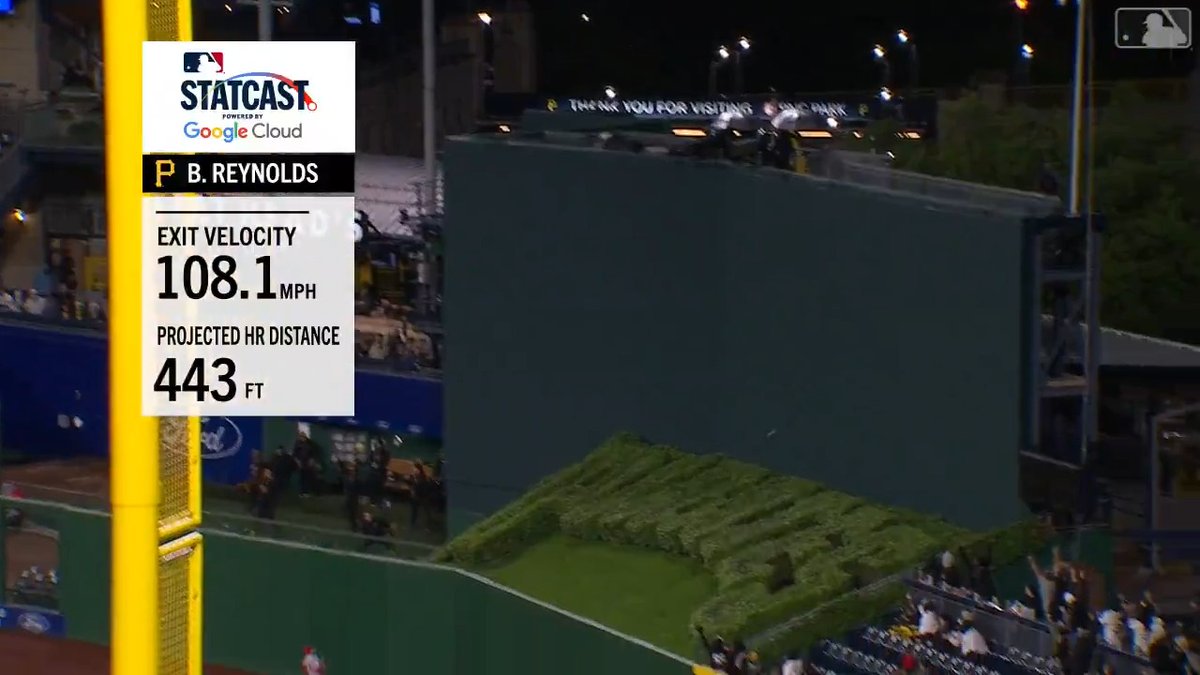 Bryan Reynolds got ALL of this one 😮 He launched his 4th homer of the season into the shrubs! (MLB x Google Cloud)