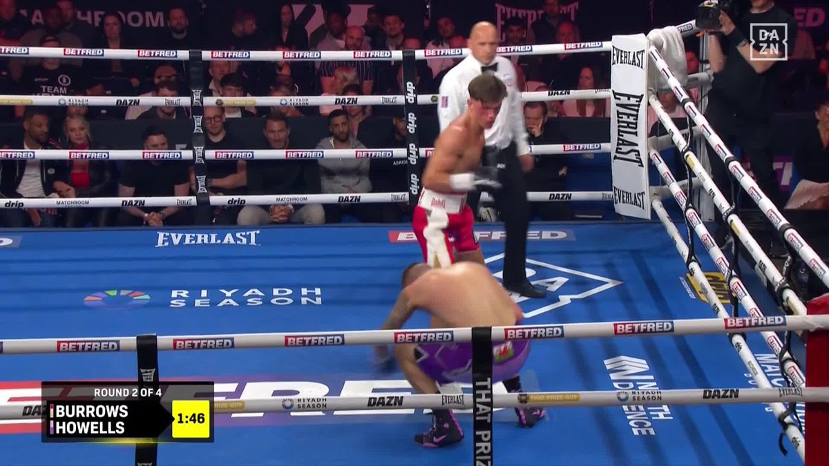 Body shot knockdown from Harley Burrows 😨💥 #WalkerEggington | LIVE NOW on DAZN ▪️