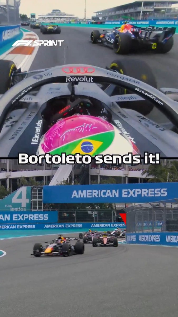Full commitment ๐ Gabi Bortoleto lines up Isack Hadjar and takes the position from the Red Bull driver! ๐ #F1Sprint #MiamiGP