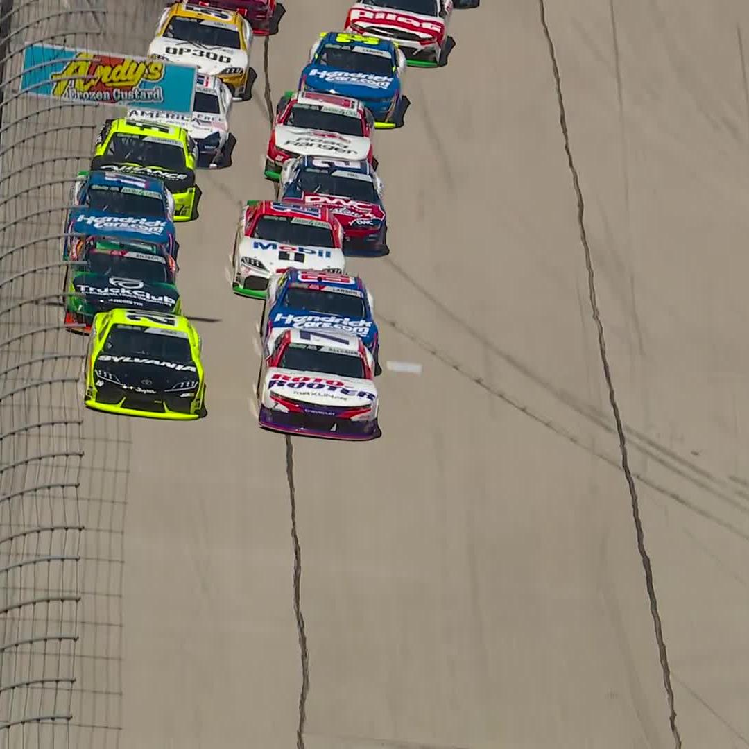 It's time for a Lone Star State Showdown live on The CW Sports! We are underway at Texas Motor Speedway, but there's trouble.