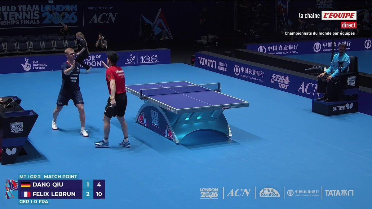 🇫🇷🏓 Félix Lebrun s'impose face à Dang Qiu (3-1) et égalise pour la France face à l'Allemagne (1-1) ! #lequipePING