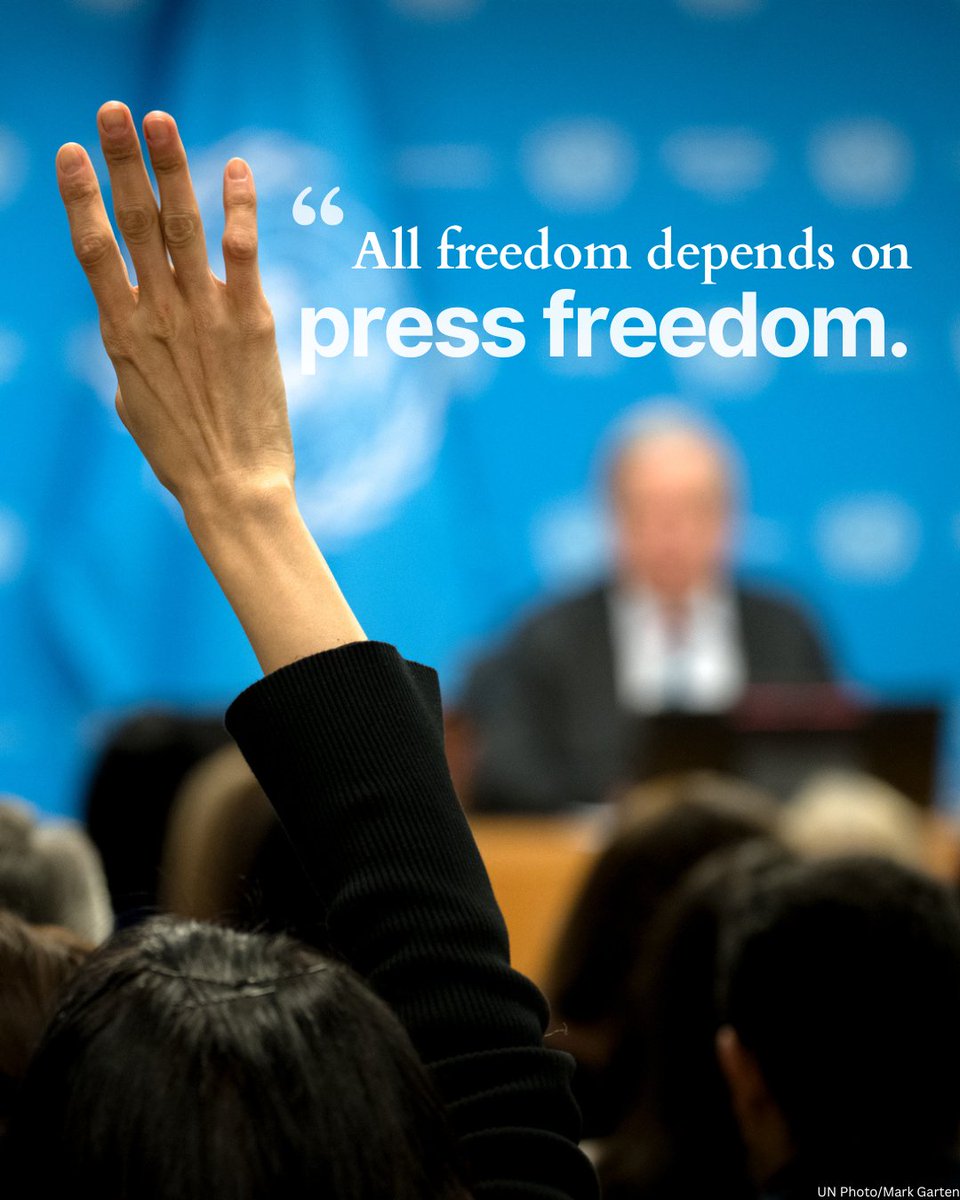All freedom depends on press freedom. Without it, there can be no human rights, no sustainable development & no peace. On this World Press Freedom Day, let's protect the rights of journalists & build a world where the truth & the truth-tellers are safe.