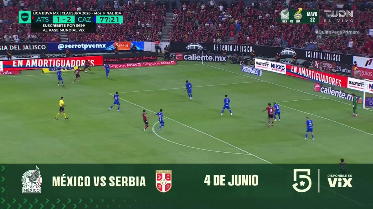 ¡PENAL PARA EL ATLAS Y GOL DE ROCHA! ¡LOS ROJINEGROS ESTAN EMPATANDO! ⚽🦊 Falta Piovi sobre Rosano en el área. Rocha toma el balón y anota desde los once pasos #QuienPegaPrimero
