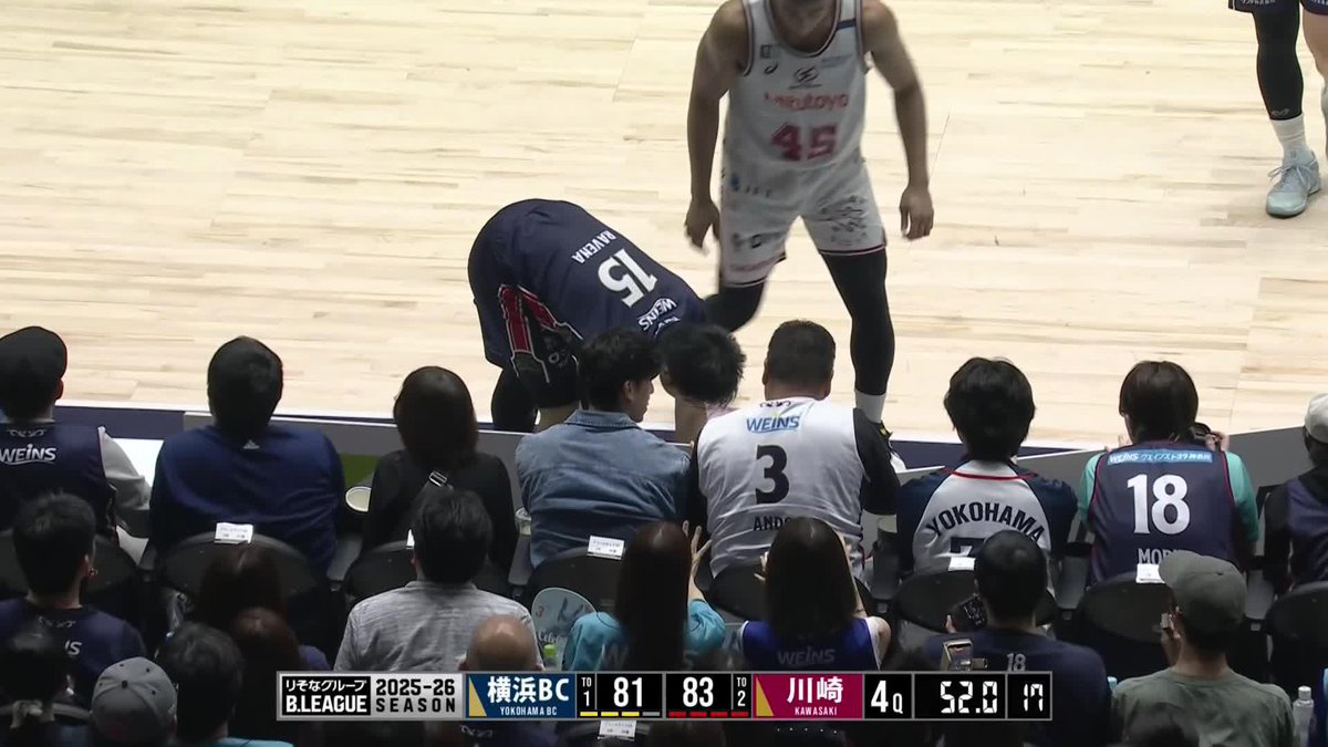 篠山竜青、執念のダイブで相手の速攻を阻止🔥 5/3(日) 横浜BC vs 川崎 バスケットLIVE でライブ配信中📱