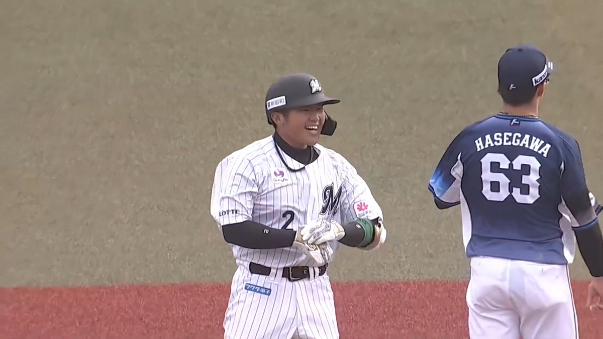 走者一掃の一打！🧹 力強い打球が右中間を破る！💪 千葉ロッテ 松川虎生 選手のタイムリー2ベースヒットで点差を広げる！🔥🔥 👇ライブ配信・見逃し配信を見る