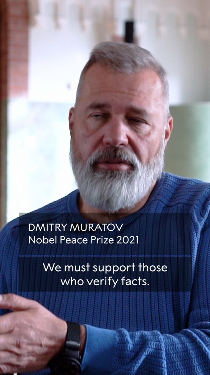 "Media across the world is now starting from scratch. Some will continue with clickbait and others will continue with fact-checking." 2021 peace laureate Dmitry Muratov stresses the need for global support of fact-checking in this age of algorithmic propaganda. Watch our full interview: