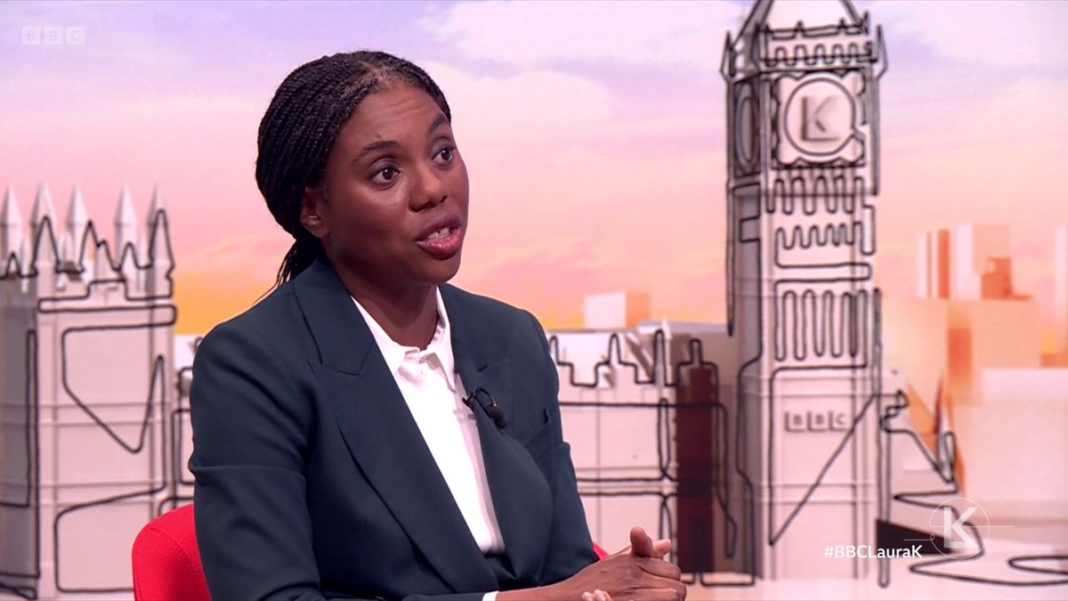 "There is something very specific happening to Jewish communities” Conservative leader Kemi Badenoch says she supports a moratorium on pro-Palestinian marches but not for the march led by far-right activist Tommy Robinson later this month #BBCLauraK