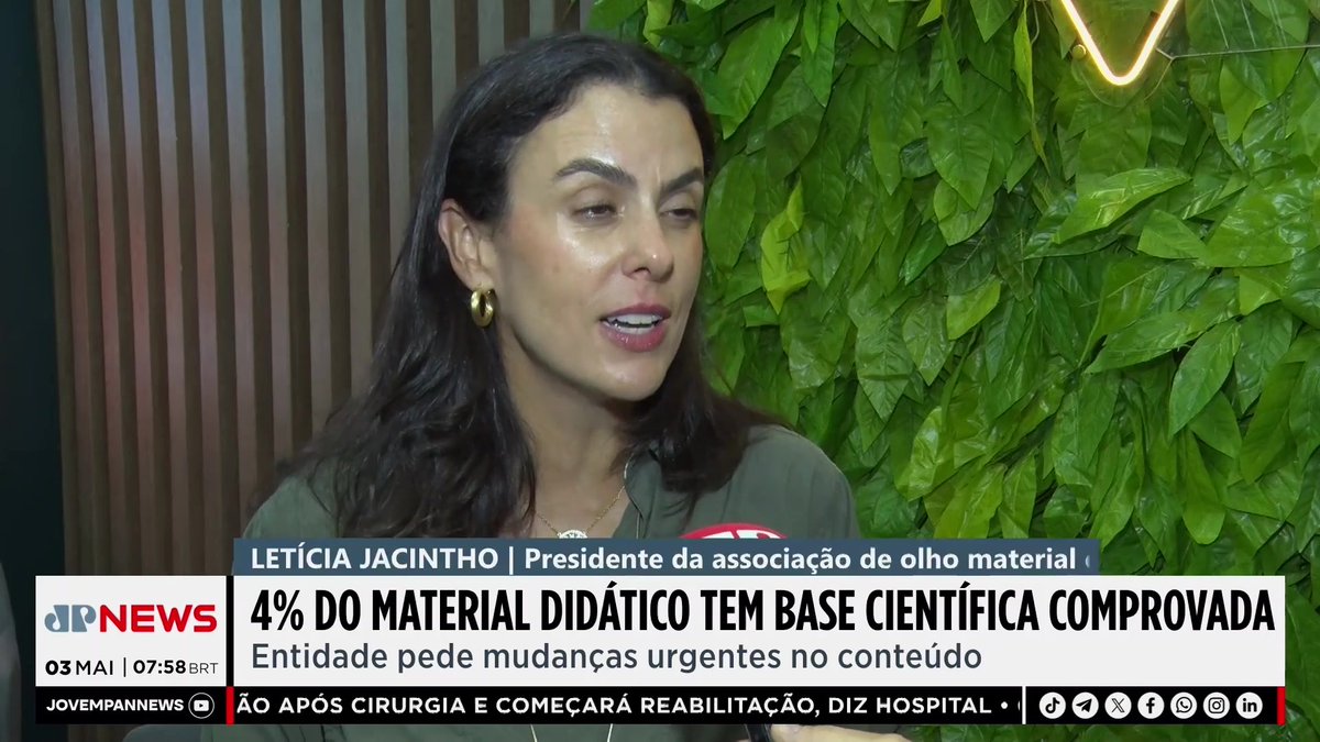 Estudo aponta que só 4% do material didático tem base científica 📺 Confira na JP News 👉 #JornaldaManhã