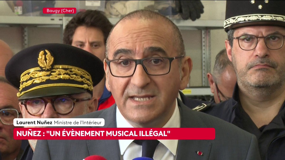 🔴🗣 Free party dans le Cher : "Organiser une rave-party maintenant ce sera un délit puni de 2 ans d'emprisonnement", affirme Laurent Nuñez, ministre de l'Intérieur, après la tenue d'un teknival sur un site militaire. #canal16