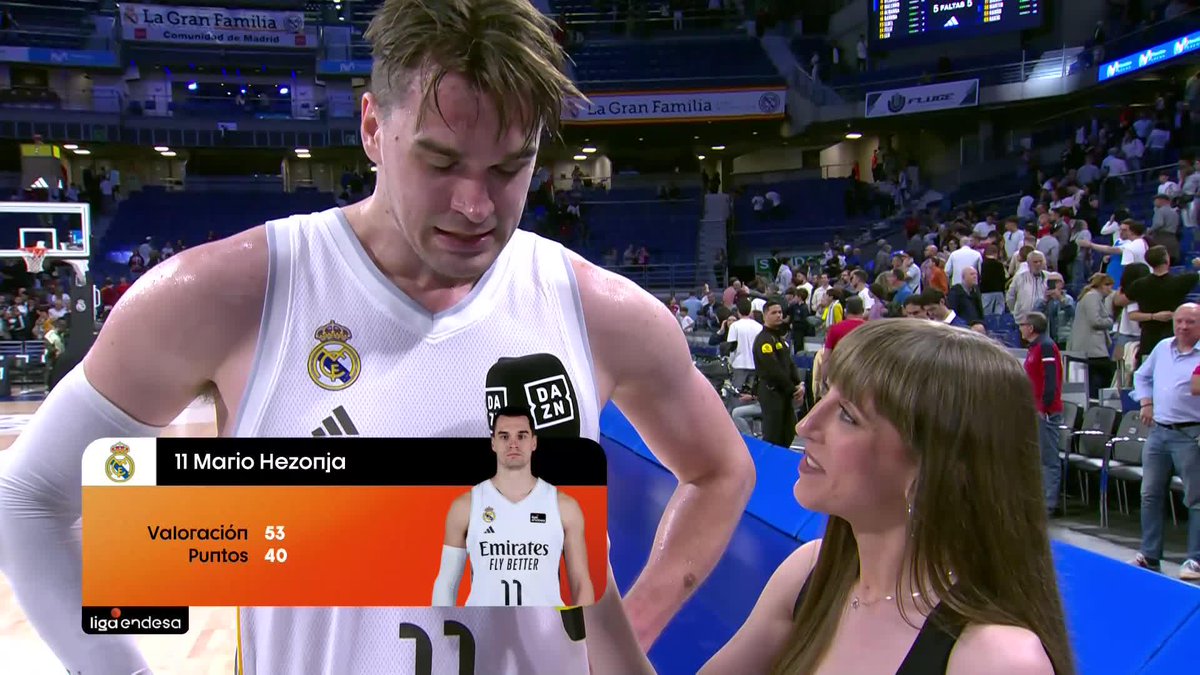 🤍 "Orgullo. Hay tantas LEYENDAS que han estado aquí antes que nosotros, que es un orgullo no solo hacer esto, sino estar en este club" Las PALABRAS de un Mario Hezonja tras firmar una de las MEJORES ACTUACIONES de la historia del Real Madrid Basket. 📺 DAZN España | #LigaEndesa