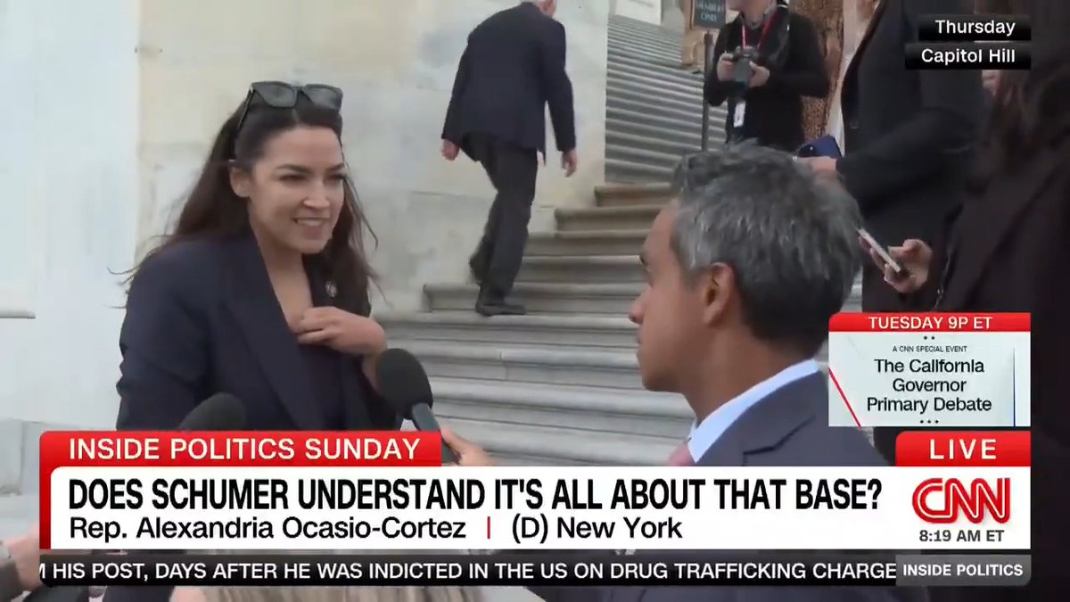 Senate Minority Leader Chuck Schumer recruited Gov. Janet Mills to run in Maine's crucial Senate race, but she dropped out this week... So did Schumer miscalculate? Manu Raju speaks with Rep. Alexandria Ocasio-Cortez. #InsidePolitics