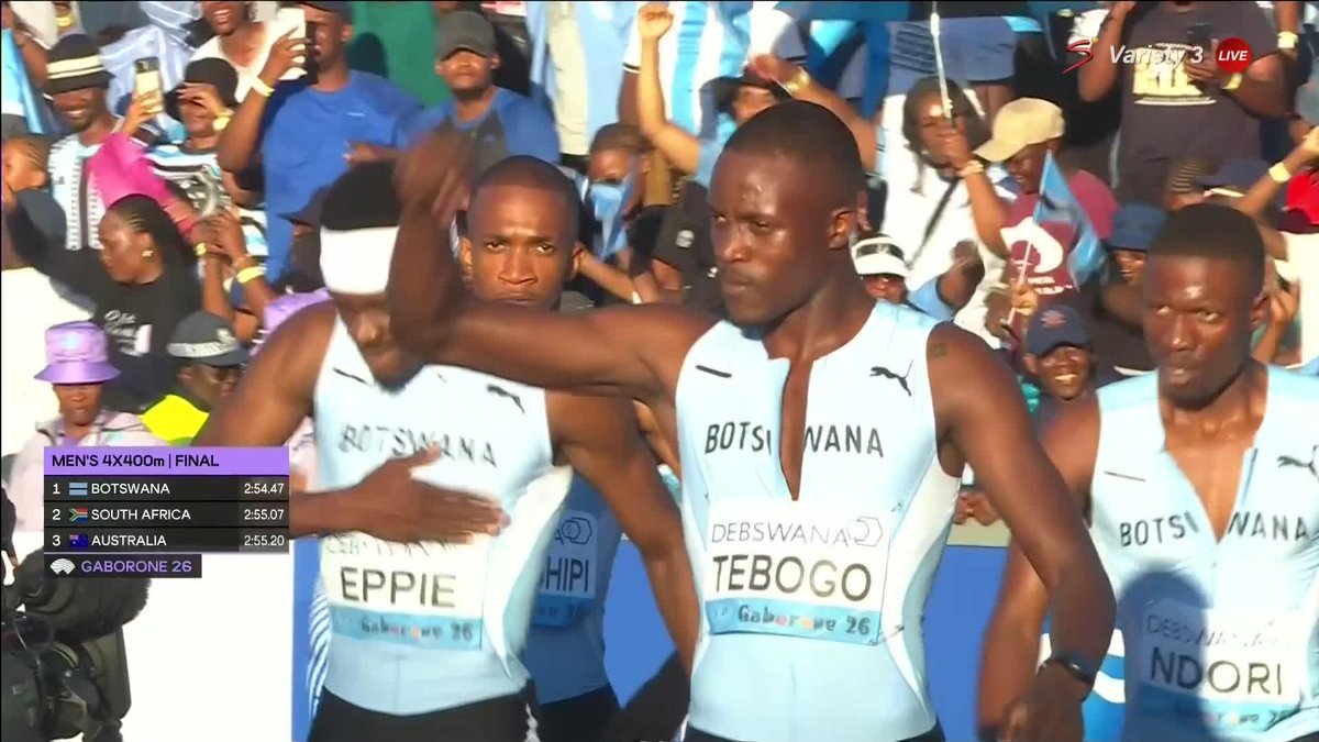 🚨 𝐂𝐇𝐀𝐌𝐏𝐈𝐎𝐍𝐒𝐇𝐈𝐏 𝐑𝐄𝐂𝐎𝐑𝐃 🚨 Team Botswana make Gaborone shake with 𝐆𝐎𝐋𝐃 in the Men's 4x400m Relay 🇧🇼🔥 📺 Stream #WorldRelays on DStv: