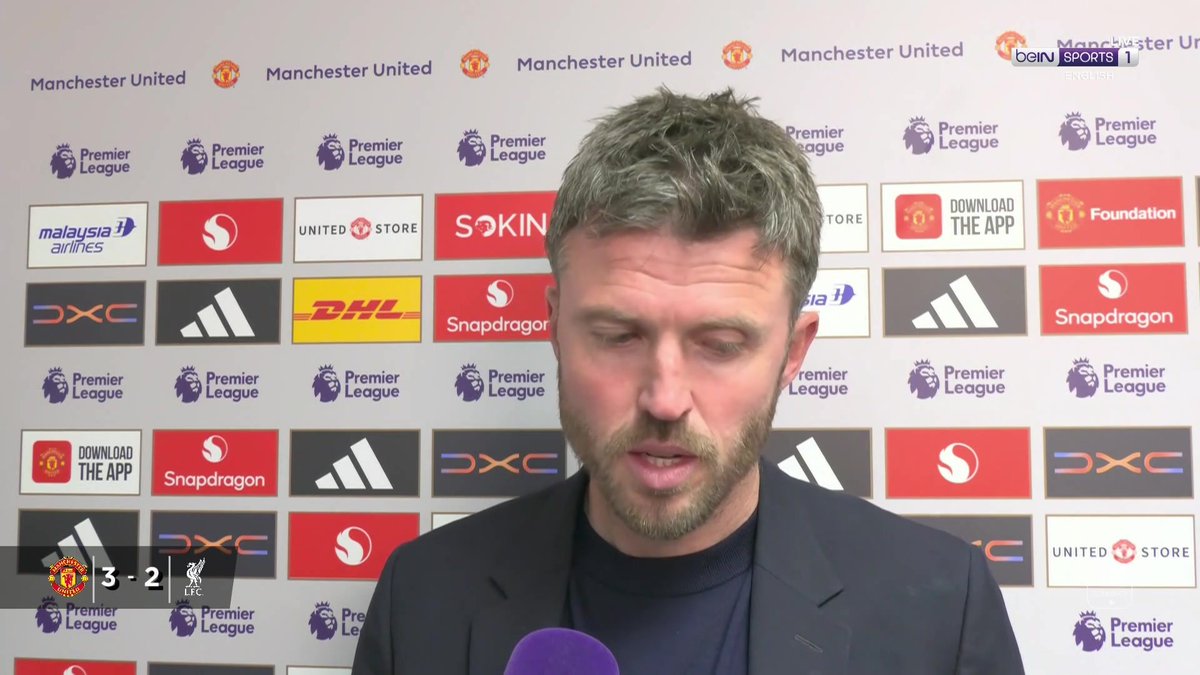 🗣️ "The boys have been immense. The squad, the feeling, the spirit, the character - it's a real pleasure to be part of." Michael Carrick speaks to Andy Kerr following Manchester United's 3-2 win over Liverpool! #beINPL #MUNLIV #MUFC