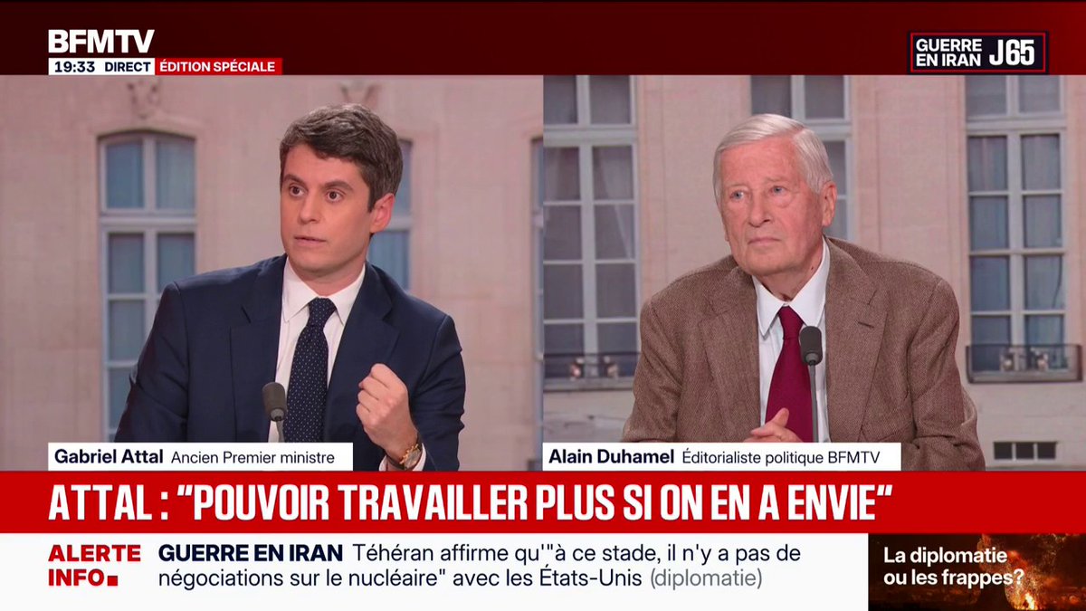 Jours fériés: "Je suis pour que les Français qui le souhaitent puissent travailler davantage, et être mieux rémunérés pour ça", explique Gabriel Attal, ancien Premier ministre