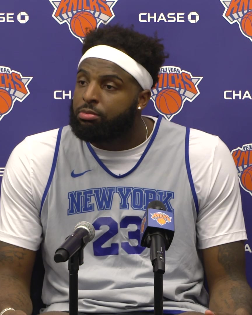 Mitchell Robinson says the NBA talked to him about his social media posts after the Knicks' win in Game 6. What were those conversations like? "Honestly, I forgot. I wasn't paying attention."