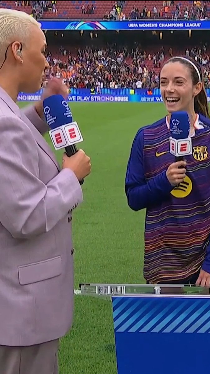 “Give me two weeks and I can score! 😂” Aitana Bonmati gives her thoughts to Alex Scott and Lianne Sanderson after her first game in 156 days 🔥👏