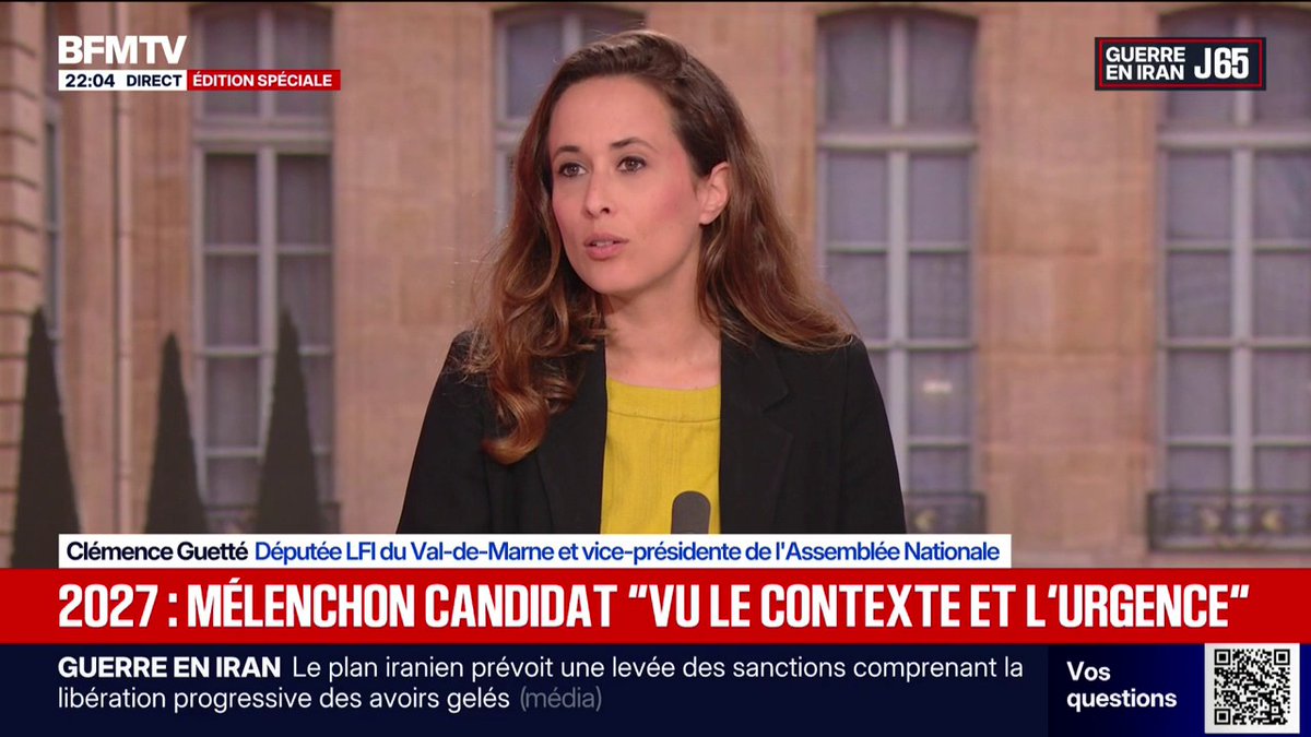 Jean-Luc Mélenchon, candidat pour l'élection présidentielle: "Il était temps qu'à gauche quelqu'un propose une alternative et une candidature crédible", explique Clémence Guetté, députée LFI