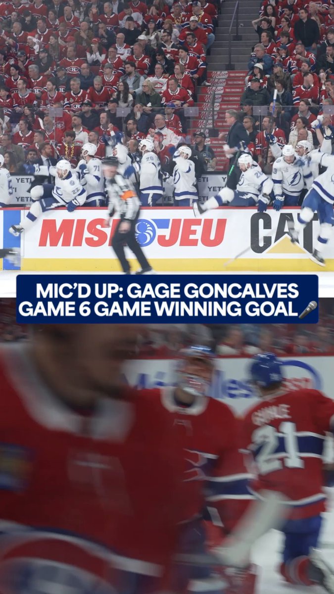 Pretty easy to tell that Gage Goncalves and the Lightning were excited about his Game 6 OT winner! 🎙️ #StanleyCup #Game7 between the x - Canadiens Montréal &amp; Tampa Bay Lightning is TONIGHT at 6p ET on NHLonTNT, Sportsnet, &amp; TVA Sports!