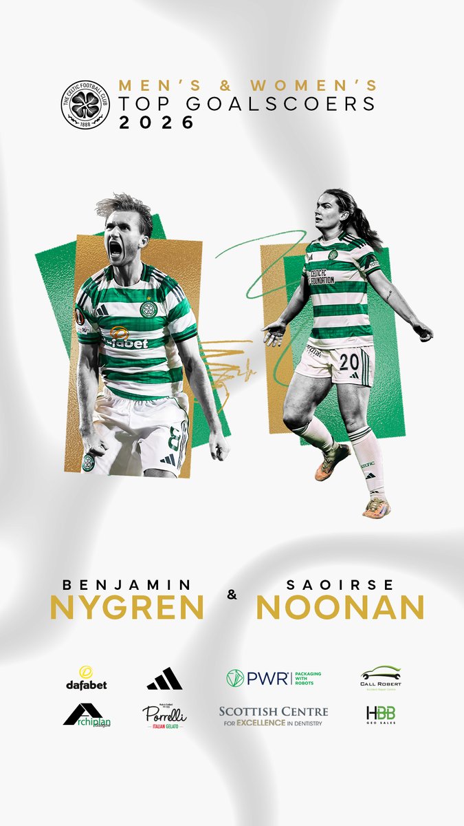 ⚽ Benjamin Nygren and Saoirse Noonan are your Top Goalscorers, sponsored by @Adidas Celtic FC Women | #CelticPOTY🥇 | #CelticFC🍀