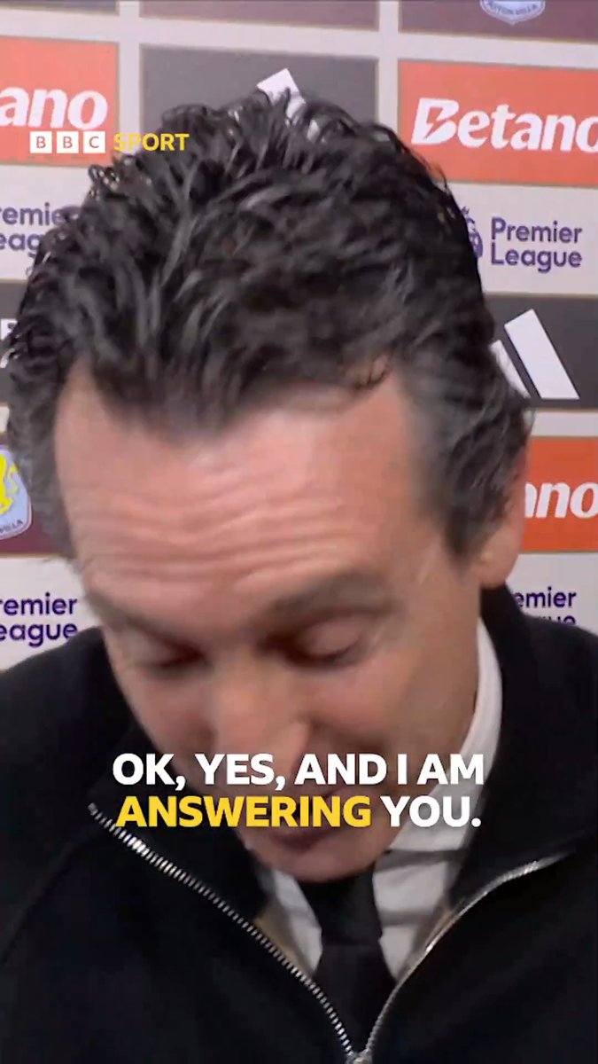 "I am answering you!" Unai Emery's interview gets a little tense as he defends his rotation of the Aston Villa squad, following their defeat to Tottenham.