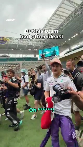 Kimi couldn't get away from the inevitable... 😆🍾 #F1 #MiamiGP