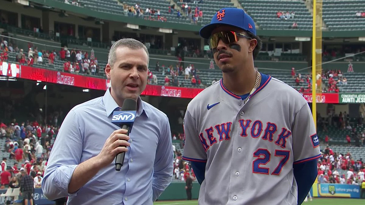 "He made it, I was like, 'Wow! That's sick!'" Mark Vientos talks with Steve Gelbs about Carson Benge's catch and his own two home runs in the Mets' win over the Angels: