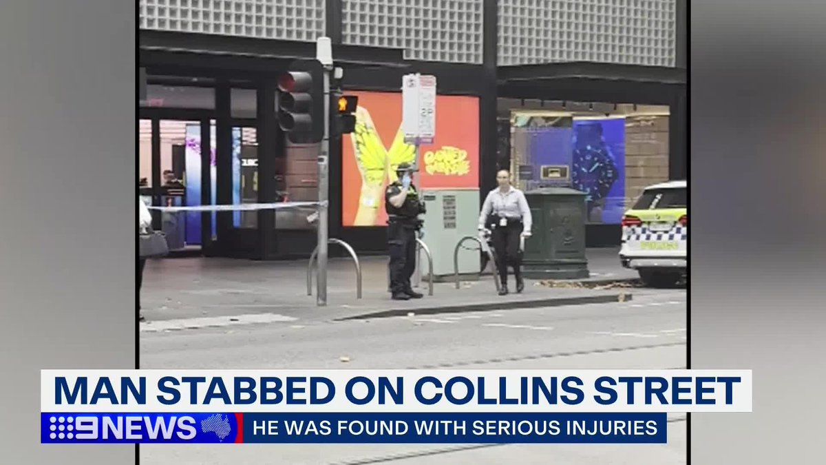 A man is fighting for life after being stabbed on Collins Street in Melbourne's CBD. Penelope Liersch #9News