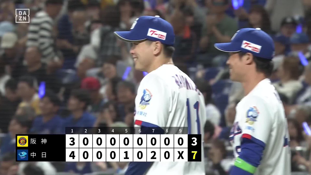 ご両親の見守る前で ㊗プロ初勝利㊗ 中西聖輝 大きな一歩 ＜投球成績＞ 回数：7 球数：112 失点：3 安打：3 四球：4 三振：9 ⚾️中日×阪神 #dragons #だったらDAZN