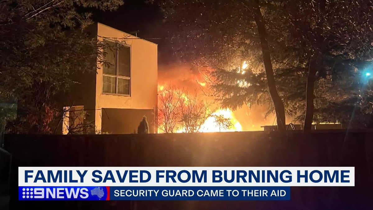 A private security guard has rescued two children, their dad and their grandparents from their home in Melbourne's south-east, after it was firebombed overnight. Selina Zhang #9News